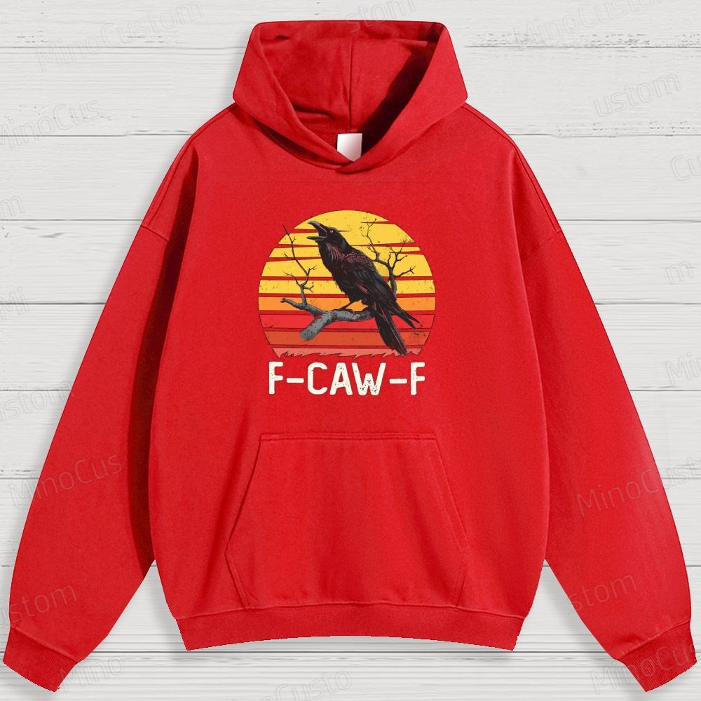 Retro Crow and Sunset Graphic Hoodie