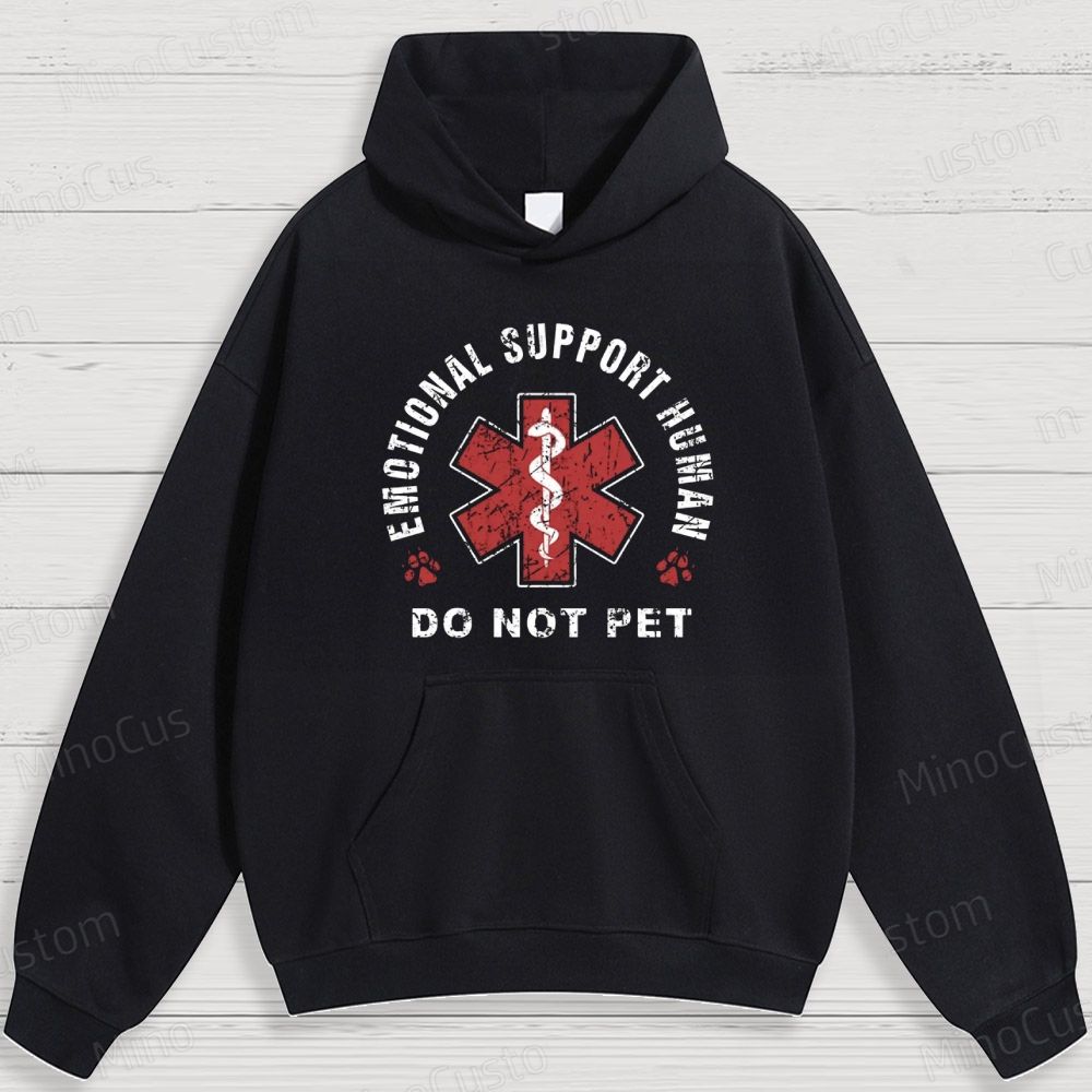 Humorous Emotional Support and Medical Symbol Graphic Hoodie
