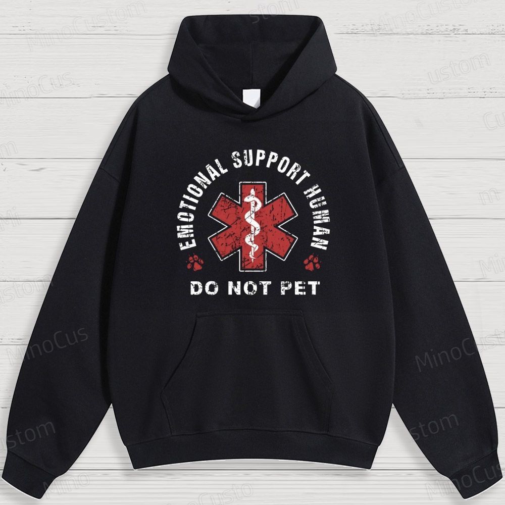 Humorous Emotional Support and Medical Symbol Graphic Hoodie