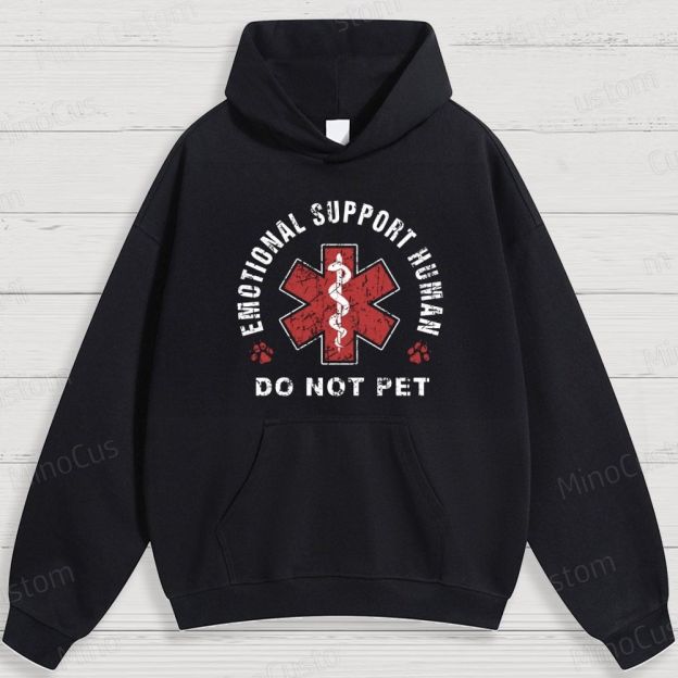 Humorous Emotional Support and Medical Symbol Graphic Hoodie