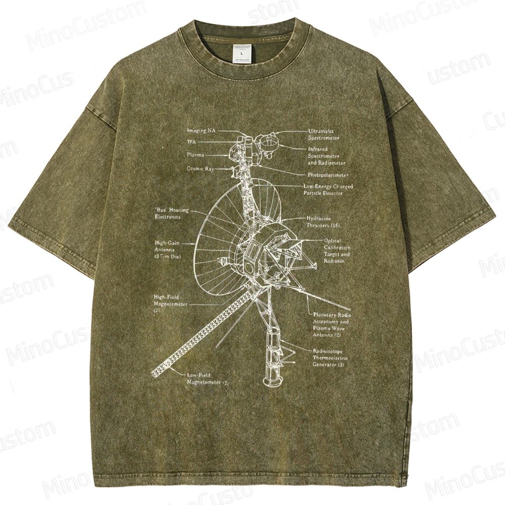 Sci - Fi Satellite Diagram Graphic Short - Sleeve T - Shirt