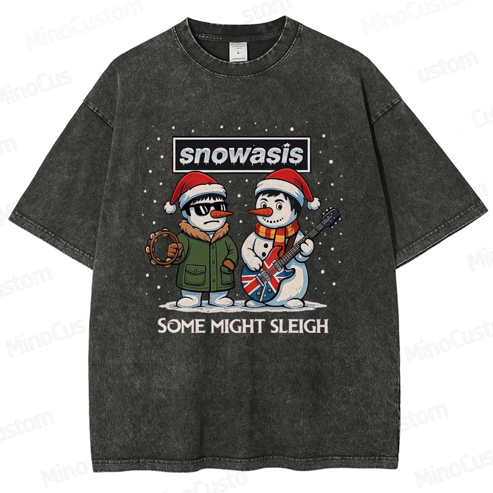Christmas - Themed Snowman and Text Graphic Short - Sleeve T - Shirt