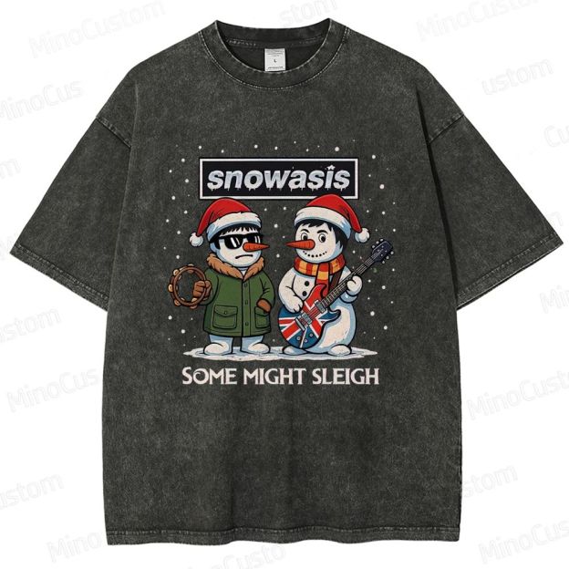 Christmas - Themed Snowman and Text Graphic Short - Sleeve T - Shirt
