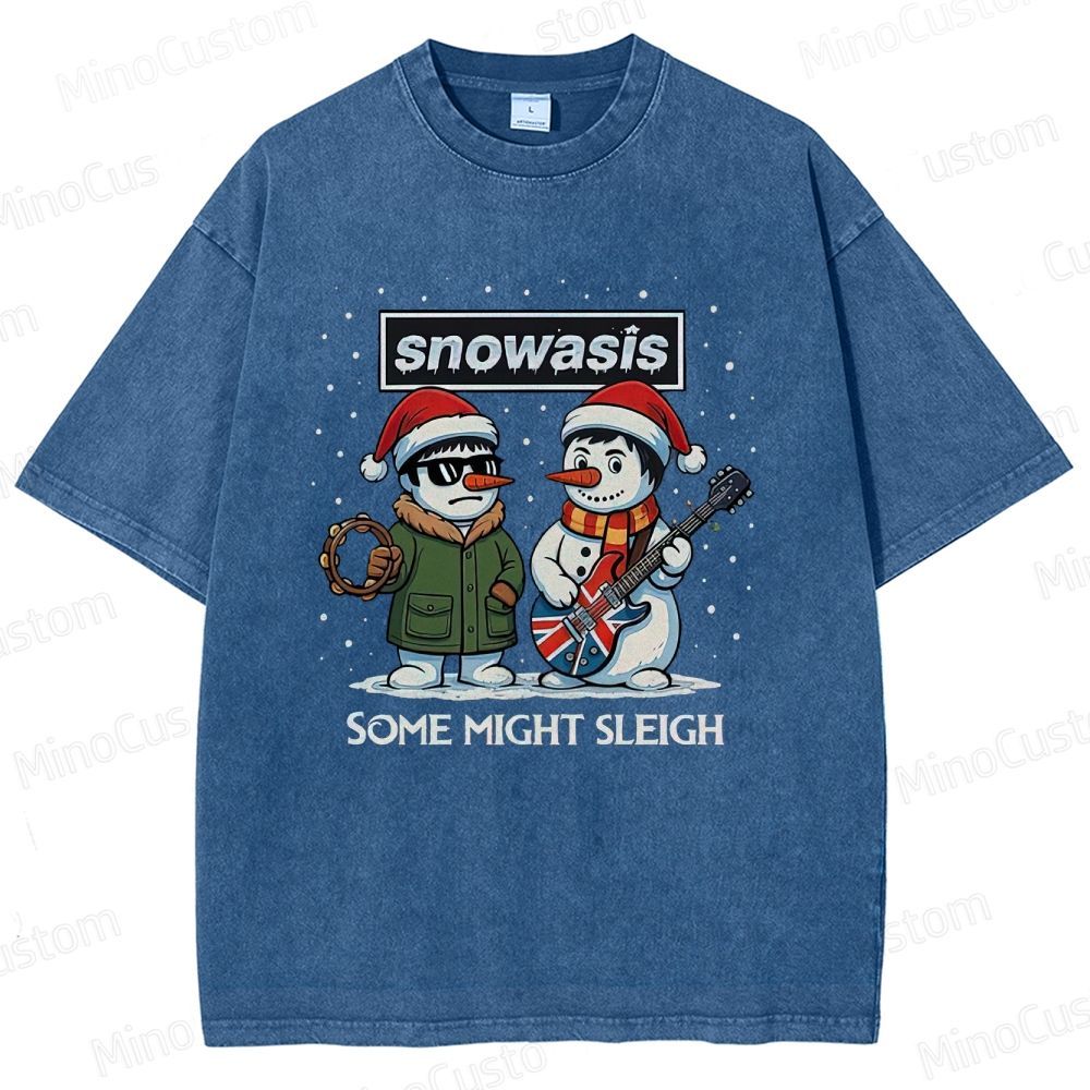 Christmas - Themed Snowman and Text Graphic Short - Sleeve T - Shirt