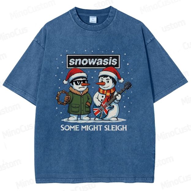 Christmas - Themed Snowman and Text Graphic Short - Sleeve T - Shirt