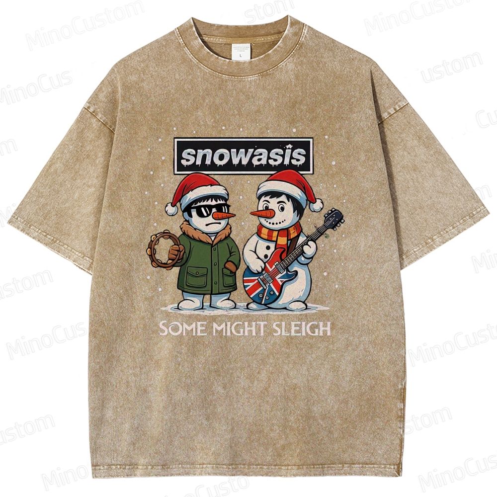 Christmas - Themed Snowman and Text Graphic Short - Sleeve T - Shirt