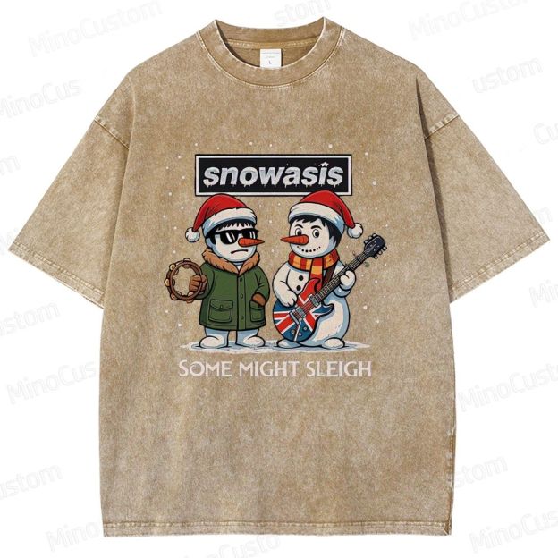 Christmas - Themed Snowman and Text Graphic Short - Sleeve T - Shirt