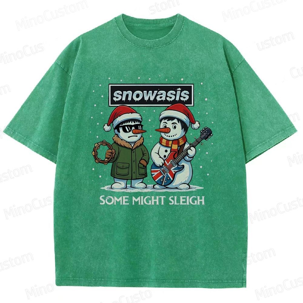 Christmas - Themed Snowman and Text Graphic Short - Sleeve T - Shirt