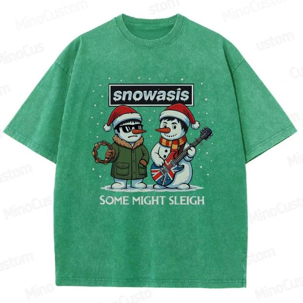 Christmas - Themed Snowman and Text Graphic Short - Sleeve T - Shirt