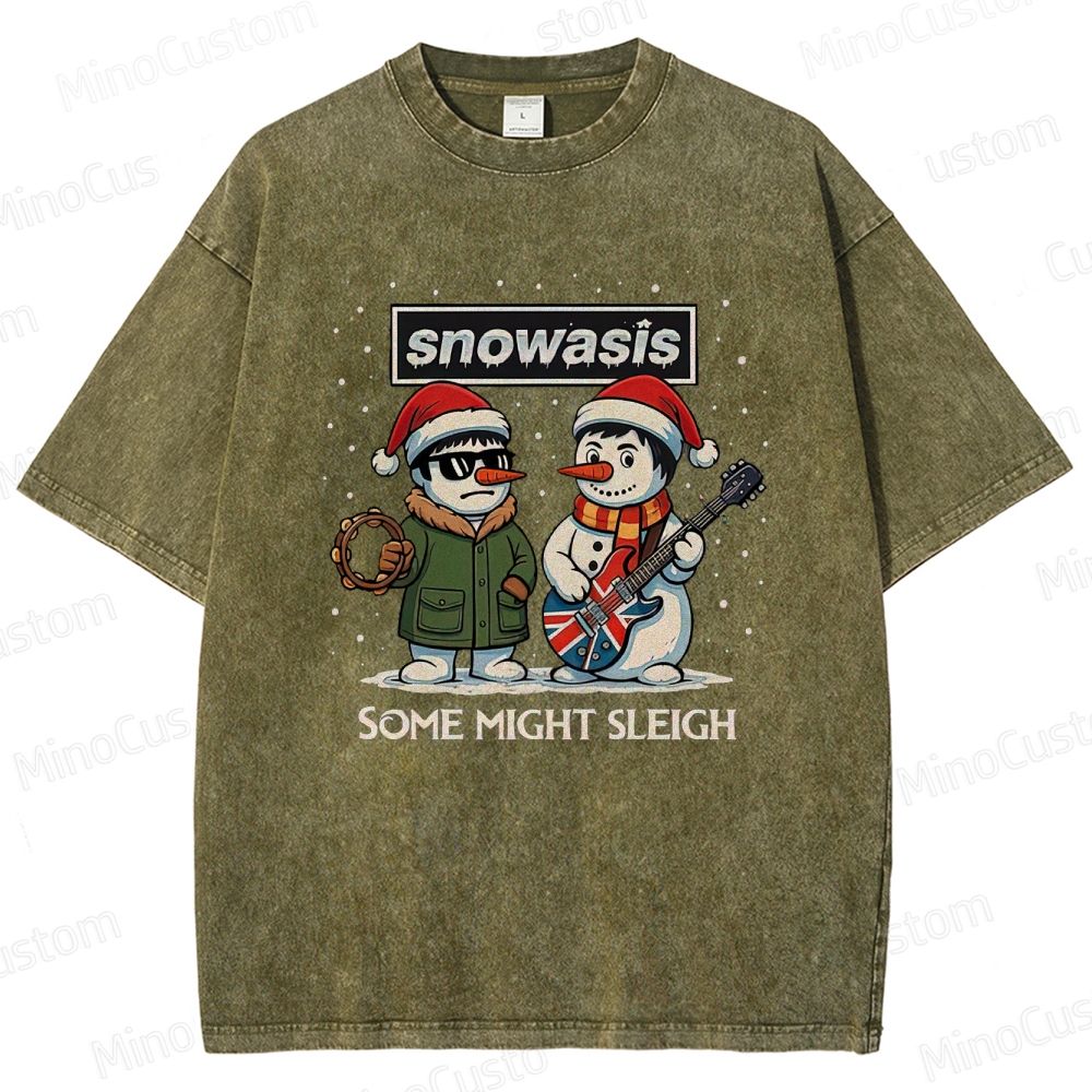 Christmas - Themed Snowman and Text Graphic Short - Sleeve T - Shirt