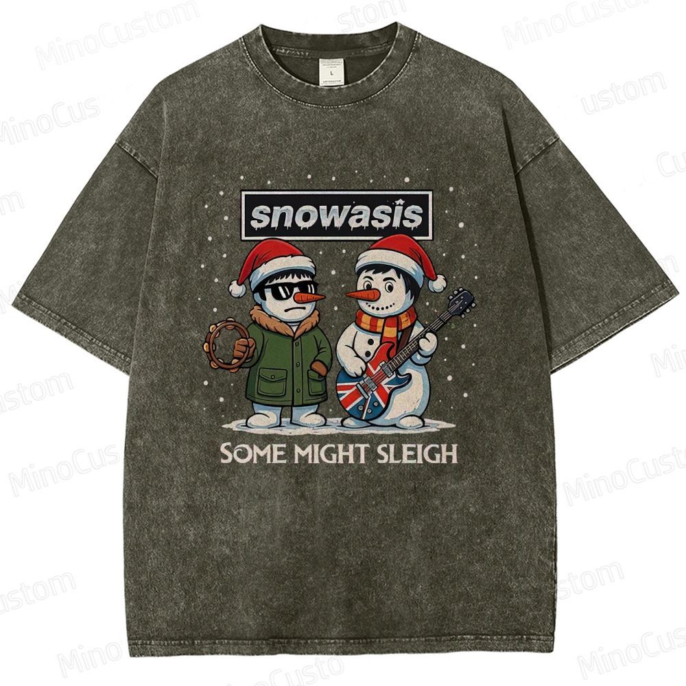 Christmas - Themed Snowman and Text Graphic Short - Sleeve T - Shirt