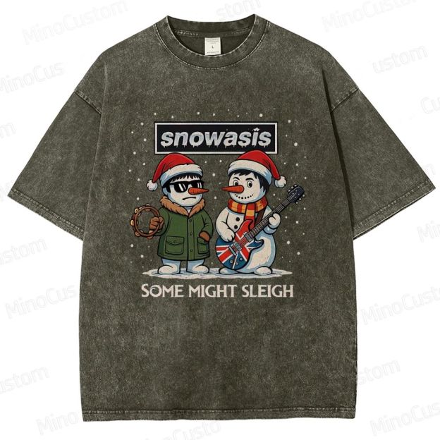 Christmas - Themed Snowman and Text Graphic Short - Sleeve T - Shirt