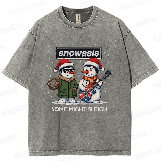 Christmas - Themed Snowman and Text Graphic Short - Sleeve T - Shirt