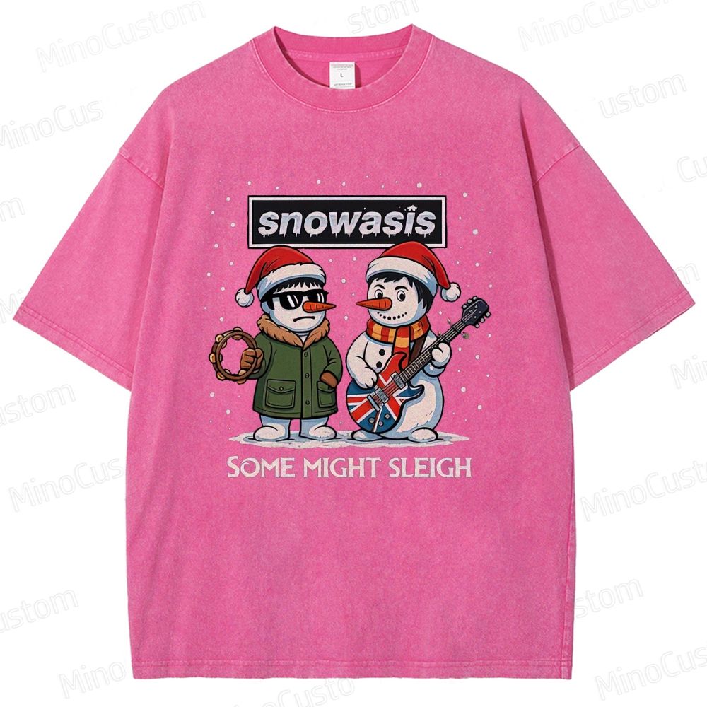 Christmas - Themed Snowman and Text Graphic Short - Sleeve T - Shirt