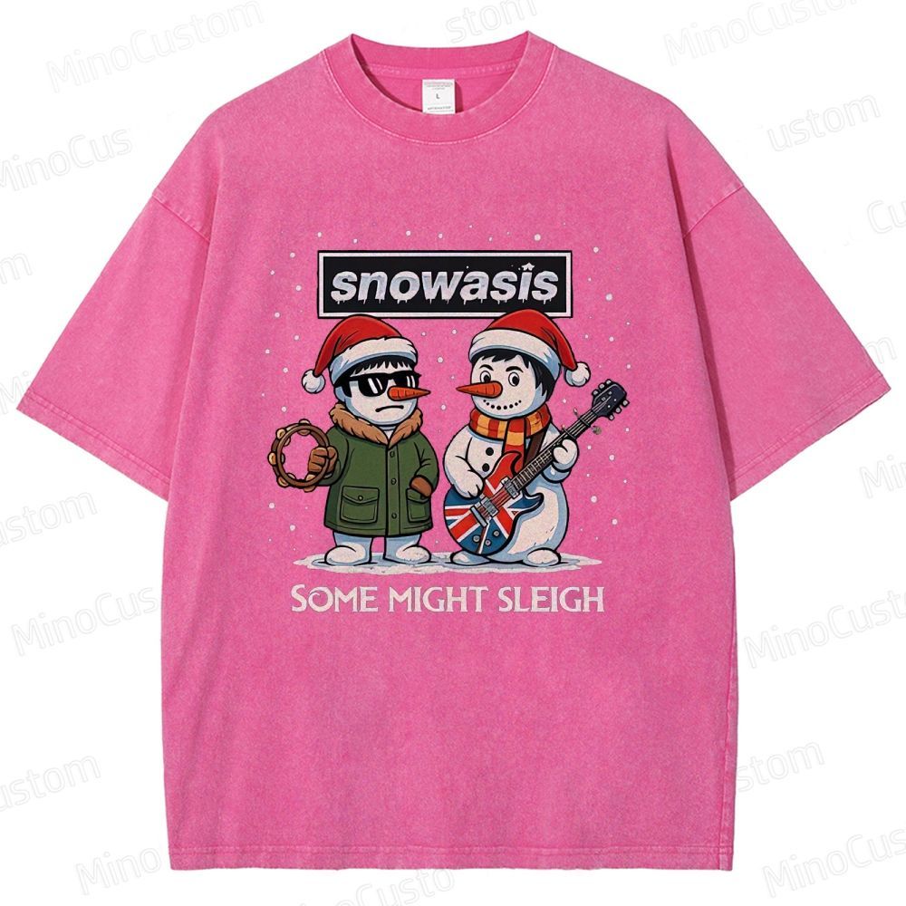 Christmas - Themed Snowman and Text Graphic Short - Sleeve T - Shirt