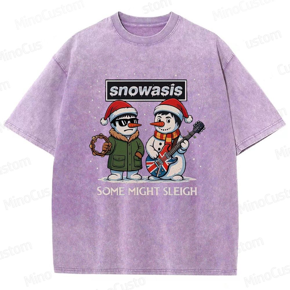 Christmas - Themed Snowman and Text Graphic Short - Sleeve T - Shirt