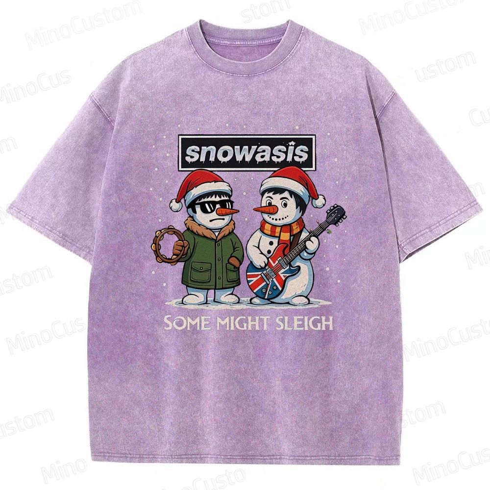 Christmas - Themed Snowman and Text Graphic Short - Sleeve T - Shirt