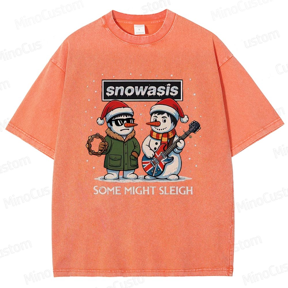 Christmas - Themed Snowman and Text Graphic Short - Sleeve T - Shirt