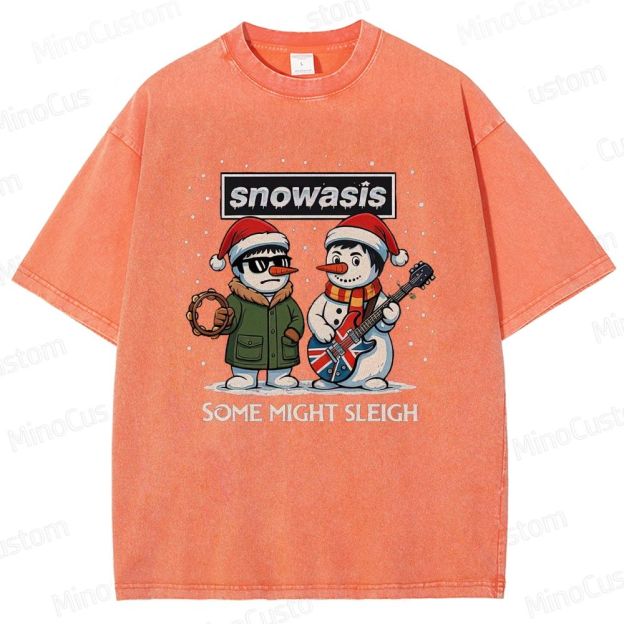 Christmas - Themed Snowman and Text Graphic Short - Sleeve T - Shirt