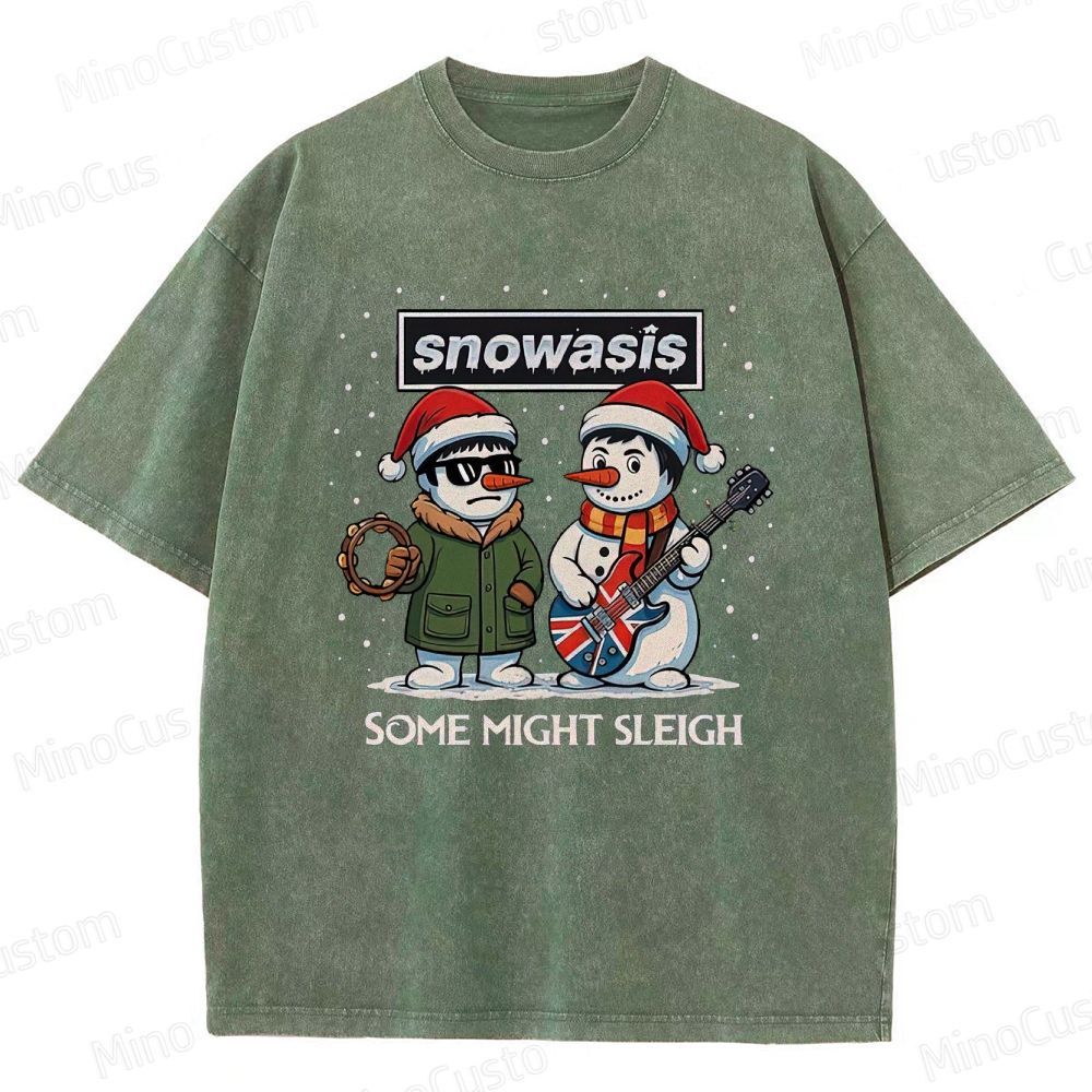 Christmas - Themed Snowman and Text Graphic Short - Sleeve T - Shirt