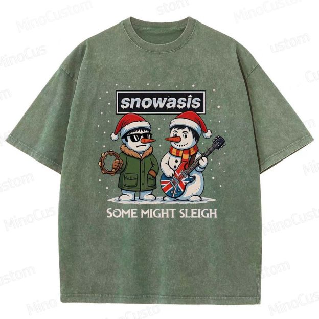 Christmas - Themed Snowman and Text Graphic Short - Sleeve T - Shirt