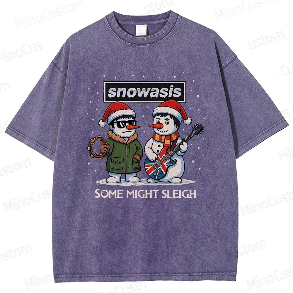 Christmas - Themed Snowman and Text Graphic Short - Sleeve T - Shirt