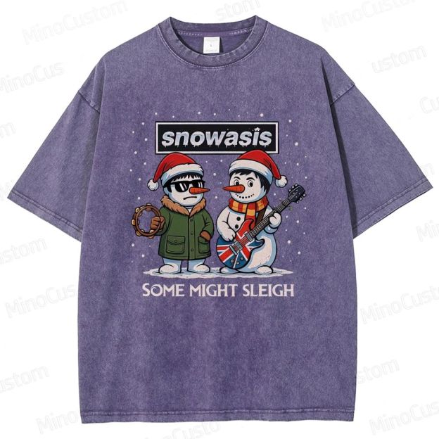 Christmas - Themed Snowman and Text Graphic Short - Sleeve T - Shirt