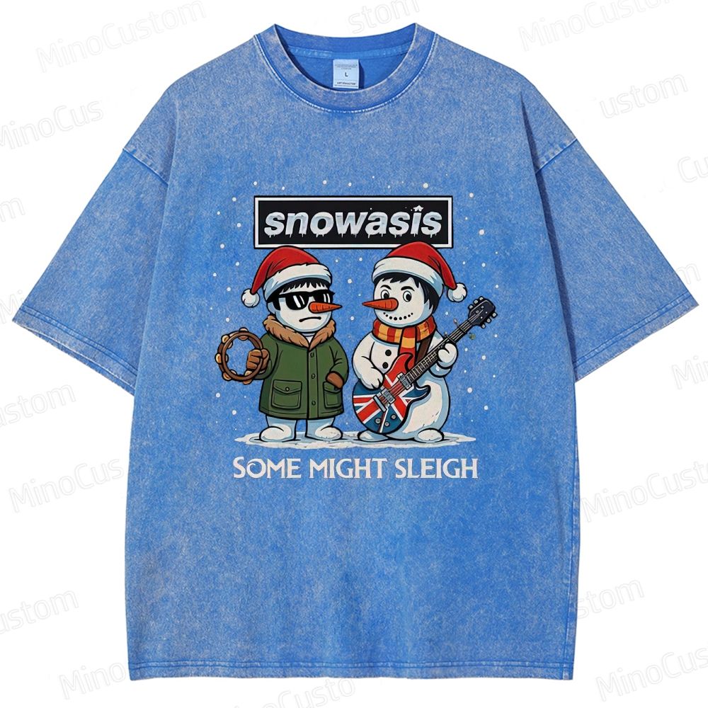 Christmas - Themed Snowman and Text Graphic Short - Sleeve T - Shirt
