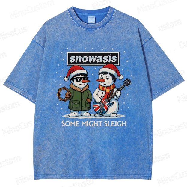 Christmas - Themed Snowman and Text Graphic Short - Sleeve T - Shirt