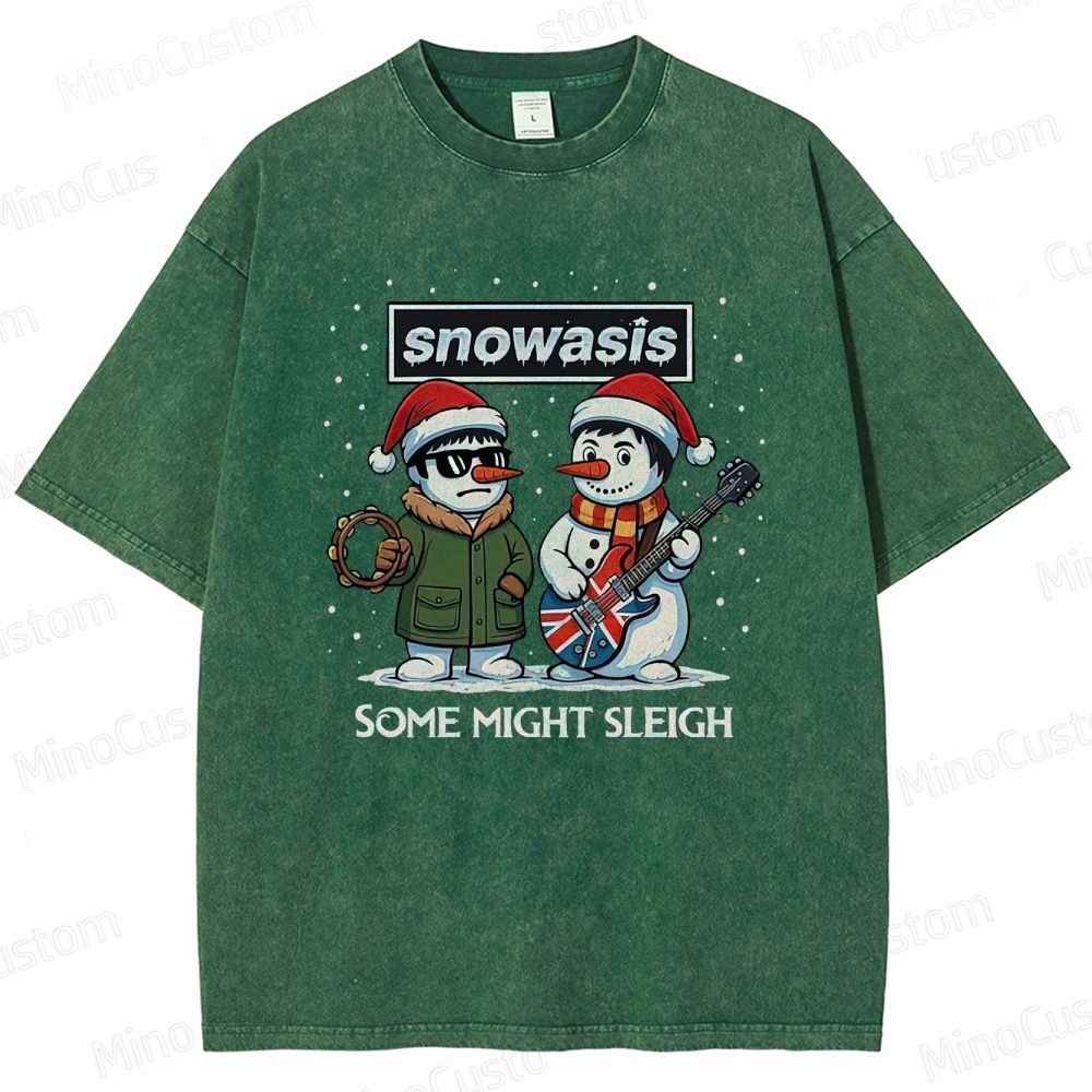 Christmas - Themed Snowman and Text Graphic Short - Sleeve T - Shirt