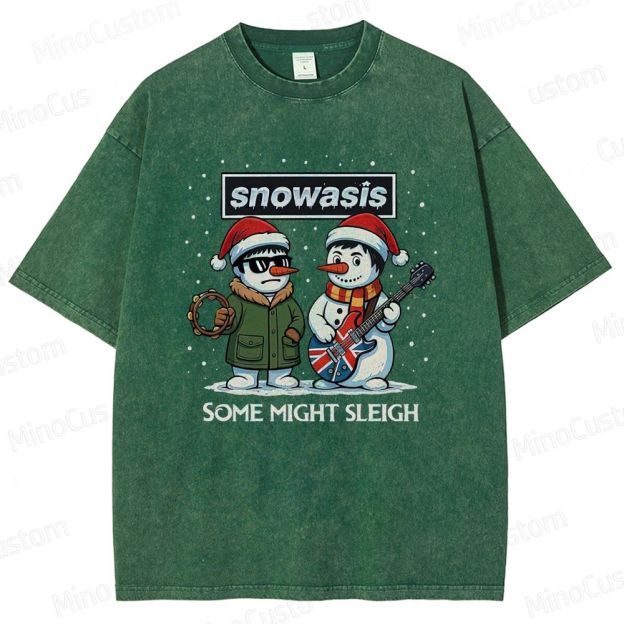Christmas - Themed Snowman and Text Graphic Short - Sleeve T - Shirt