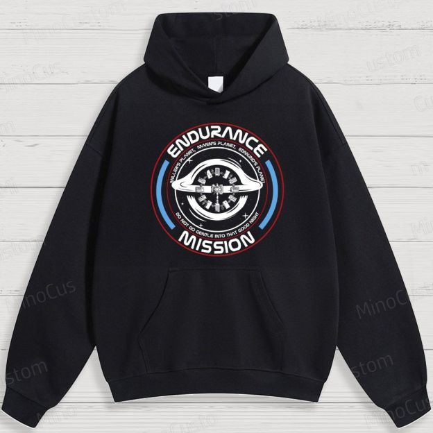 Sci - Fi Space Mission and Text Graphic Hoodie