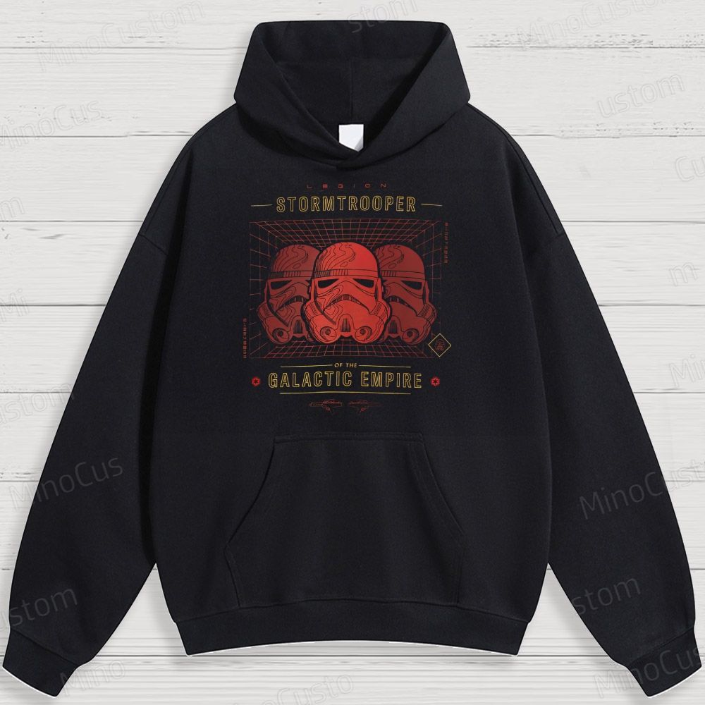 Sci - Fi Trooper Helmet and Text Graphic Hoodie