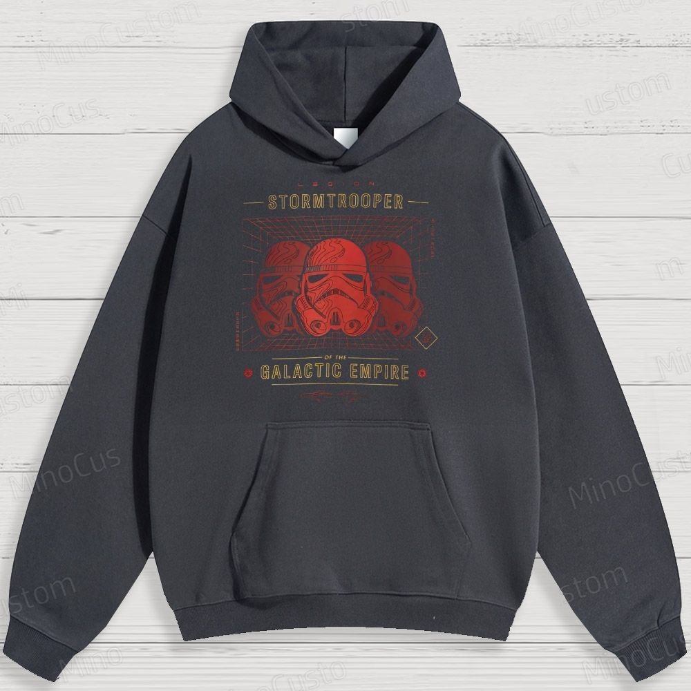 Sci - Fi Trooper Helmet and Text Graphic Hoodie