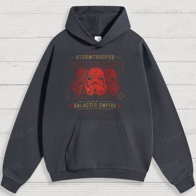 Sci - Fi Trooper Helmet and Text Graphic Hoodie