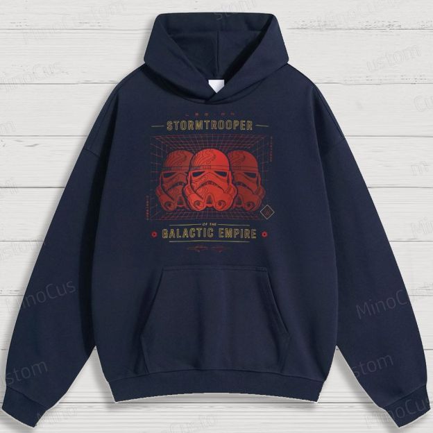 Sci - Fi Trooper Helmet and Text Graphic Hoodie