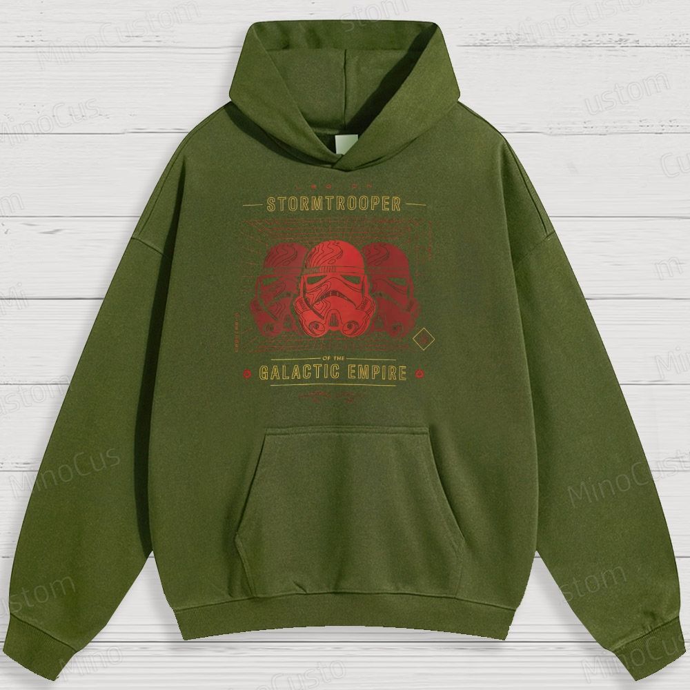 Sci - Fi Trooper Helmet and Text Graphic Hoodie