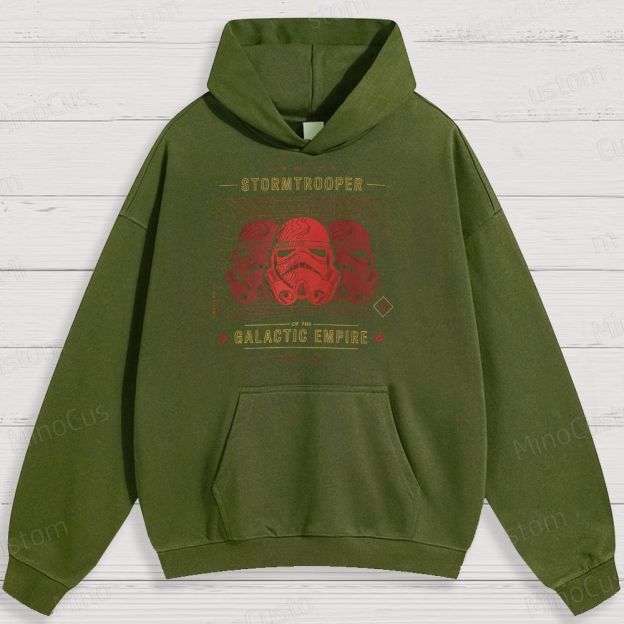 Sci - Fi Trooper Helmet and Text Graphic Hoodie
