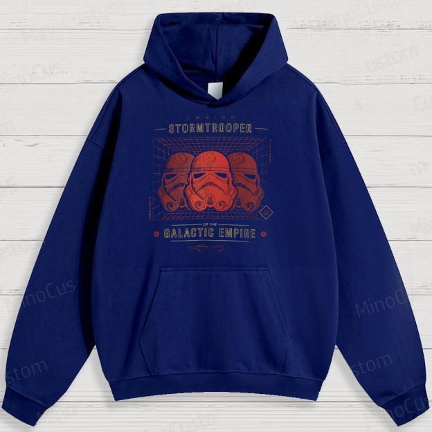 Sci - Fi Trooper Helmet and Text Graphic Hoodie