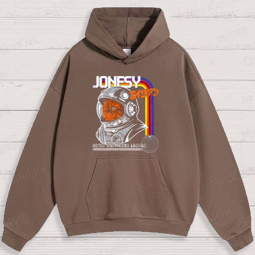 Sci - Fi Cat Astronaut and Retro Graphic Hoodie