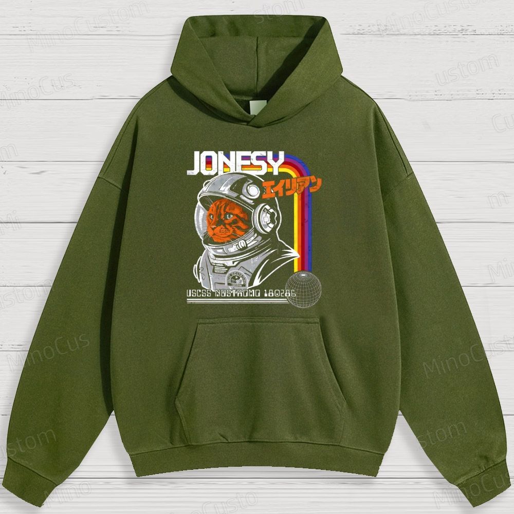 Sci - Fi Cat Astronaut and Retro Graphic Hoodie