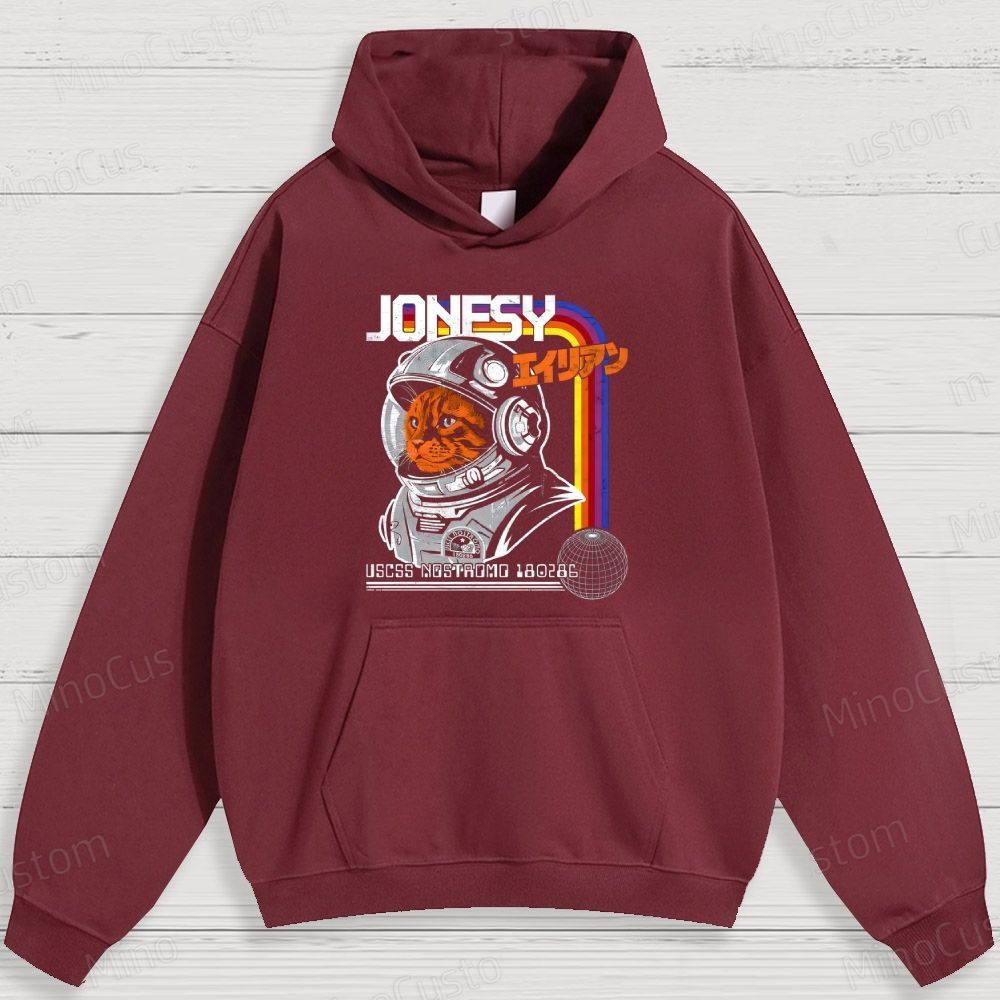 Sci - Fi Cat Astronaut and Retro Graphic Hoodie