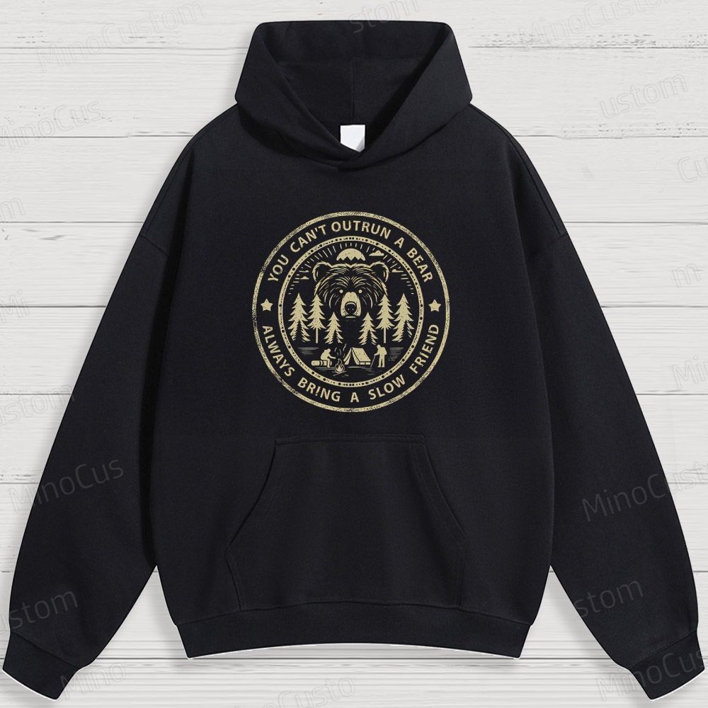 Camping - Themed Bear and Text Graphic Hoodie
