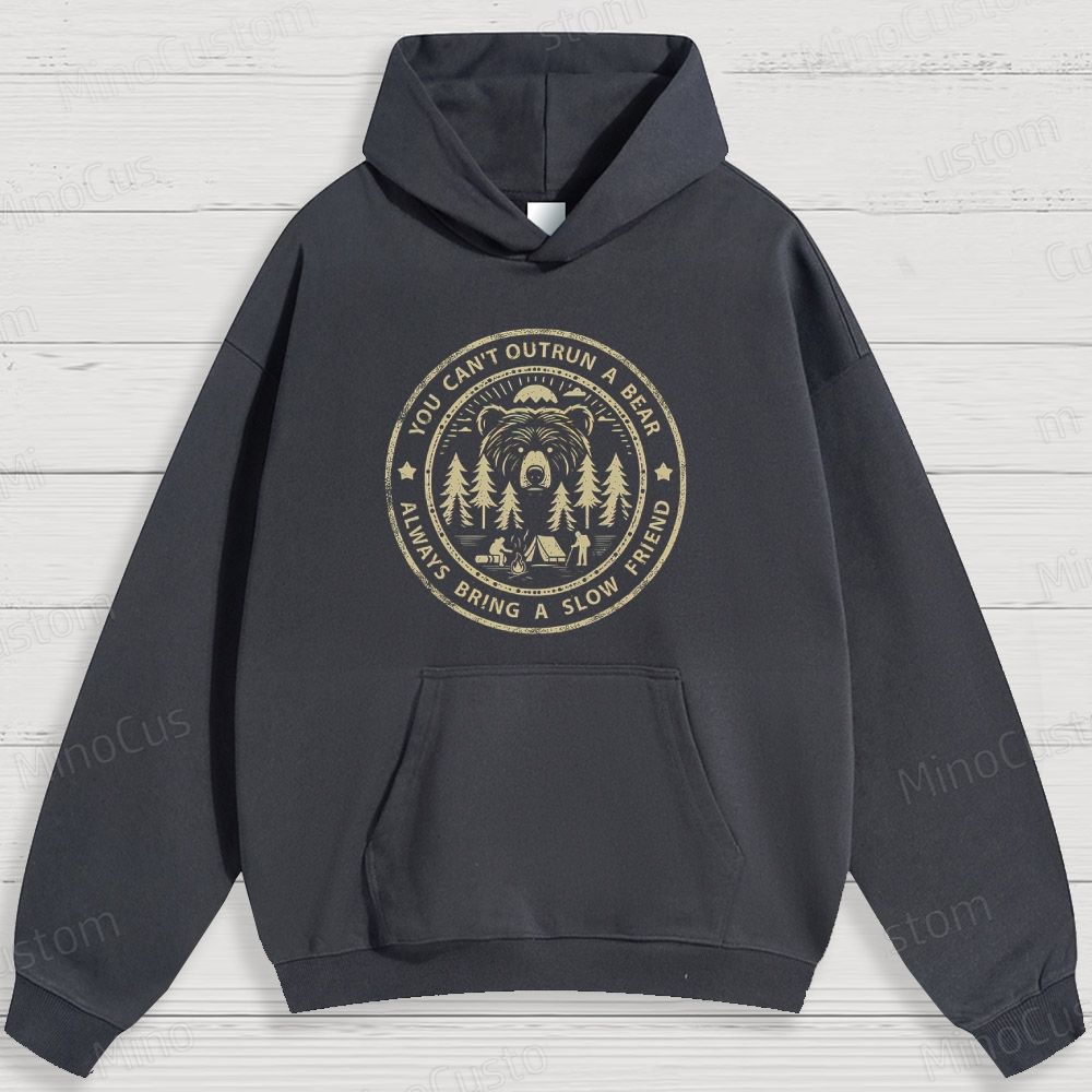 Camping - Themed Bear and Text Graphic Hoodie