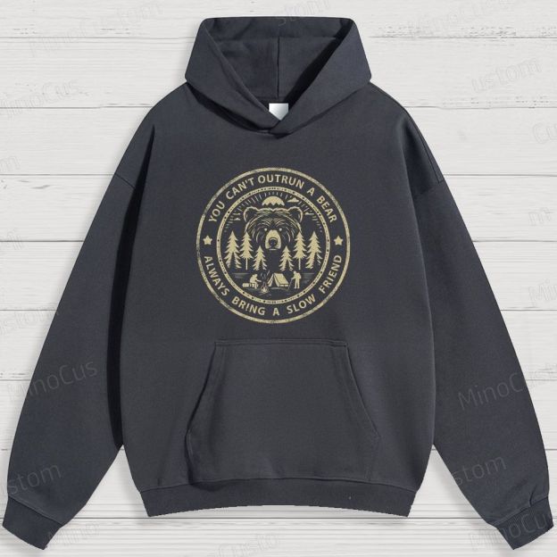 Camping - Themed Bear and Text Graphic Hoodie