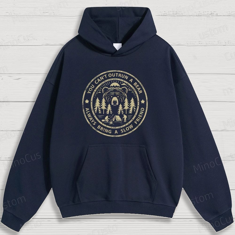 Camping - Themed Bear and Text Graphic Hoodie