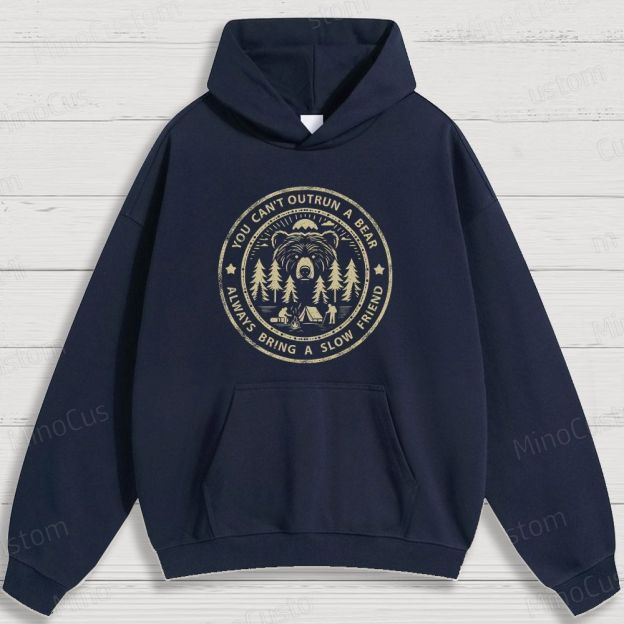 Camping - Themed Bear and Text Graphic Hoodie
