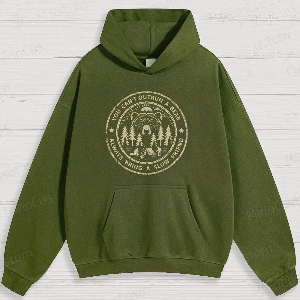 Camping - Themed Bear and Text Graphic Hoodie