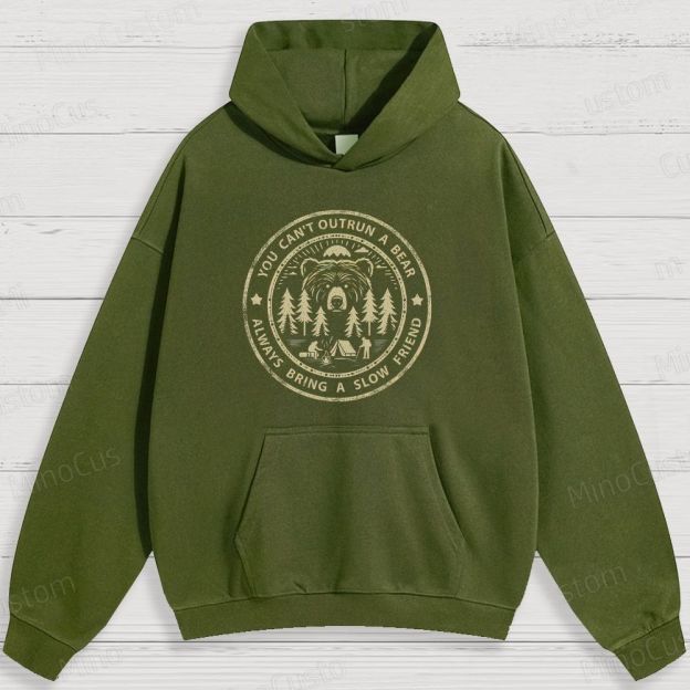 Camping - Themed Bear and Text Graphic Hoodie
