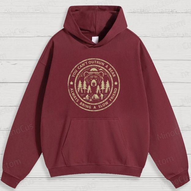 Camping - Themed Bear and Text Graphic Hoodie